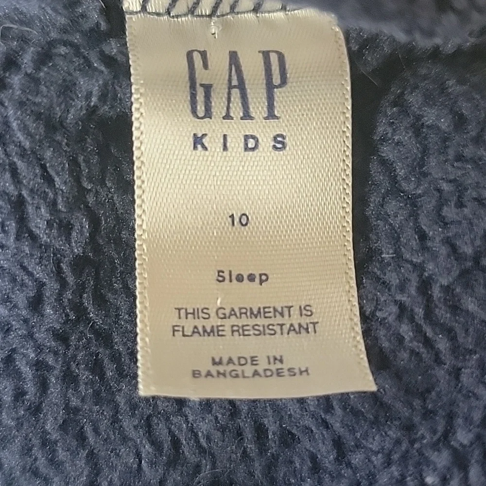 GAP Kids Boy's Navy Blue Plush Hooded Tie Waist Loungewear Bath Robe Sz‎ 10